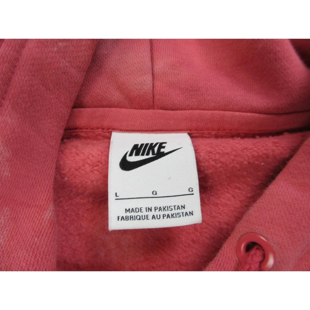 Nike Hoodie Womens Large‎ Pink White Tie Dye Center Swoosh Logo DJ7668-622